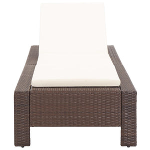 vidaXL Sunbed with Cushion Brown Poly Rattan-29