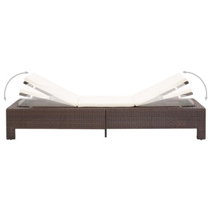 vidaXL Sunbed with Cushion Brown Poly Rattan-35