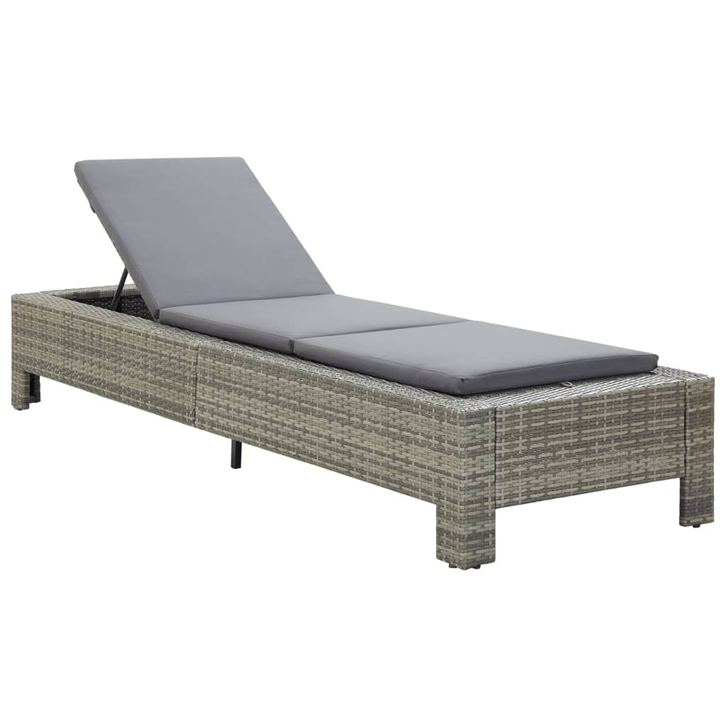 vidaXL Sunbed with Cushion Brown Poly Rattan-26