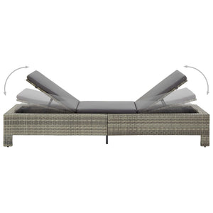 vidaXL Sunbed with Cushion Brown Poly Rattan-19