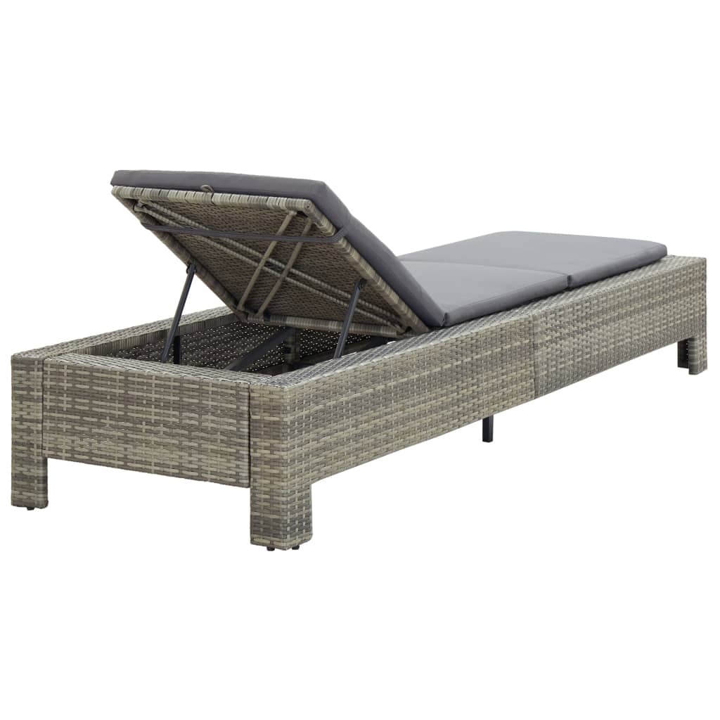 vidaXL Sunbed with Cushion Brown Poly Rattan-30