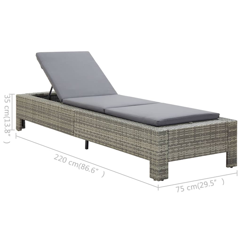 vidaXL Sunbed with Cushion Brown Poly Rattan-23