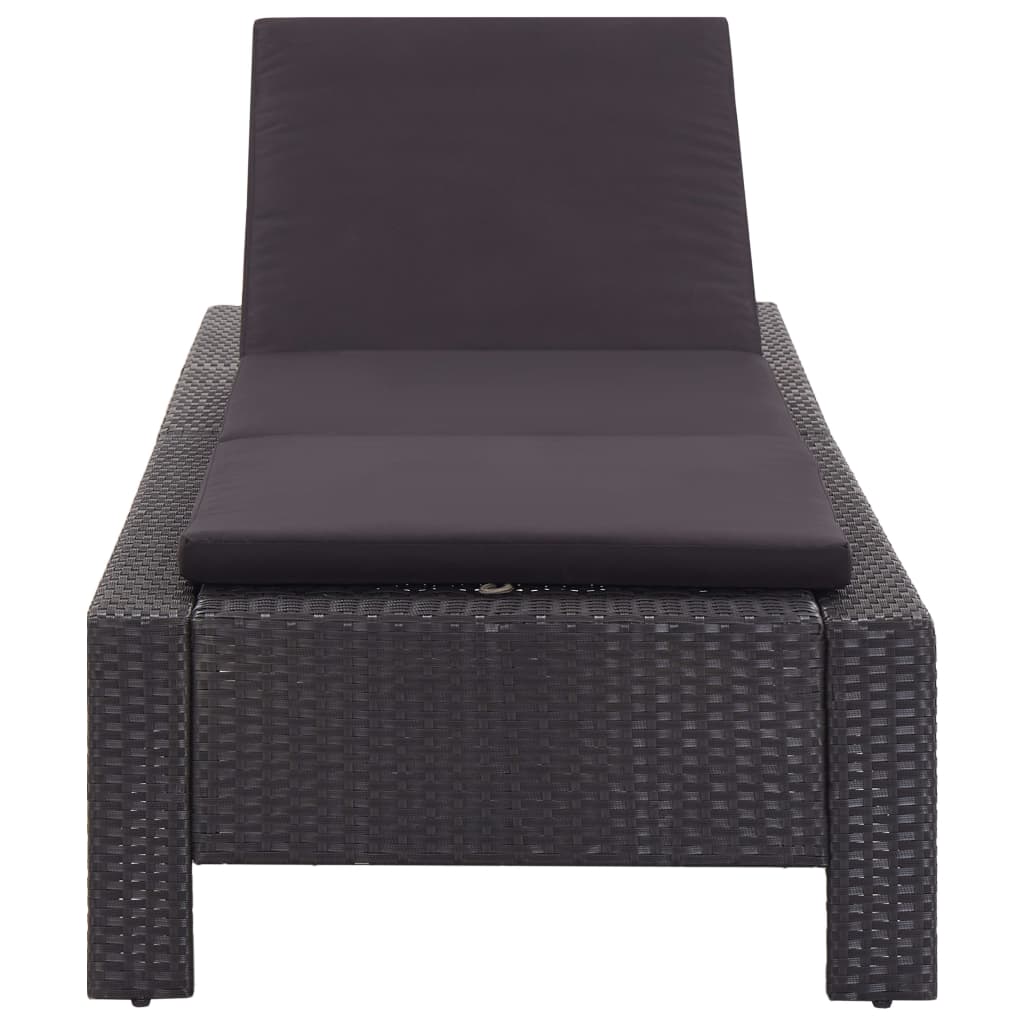 vidaXL Sunbed with Cushion Brown Poly Rattan-31