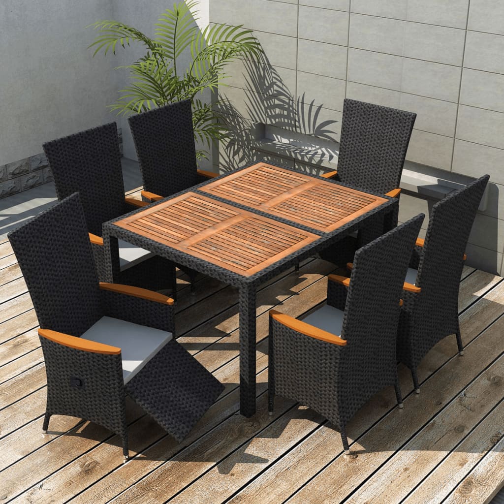 vidaXL Patio Dining Set Outdoor Table and Chairs Furniture Set Poly Rattan-9