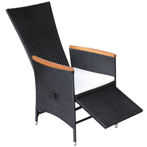 vidaXL Reclining Patio Chairs 2 pcs with Cushions Poly Rattan Black-3