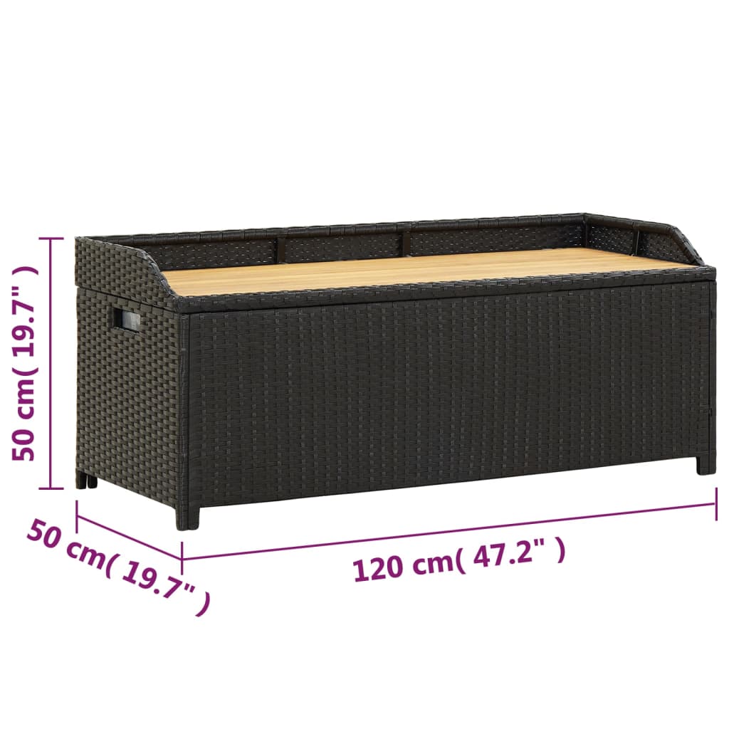 vidaXL Outdoor Storage Bench Rattan Wicker Storage Bench Deck Box Poly Rattan-5