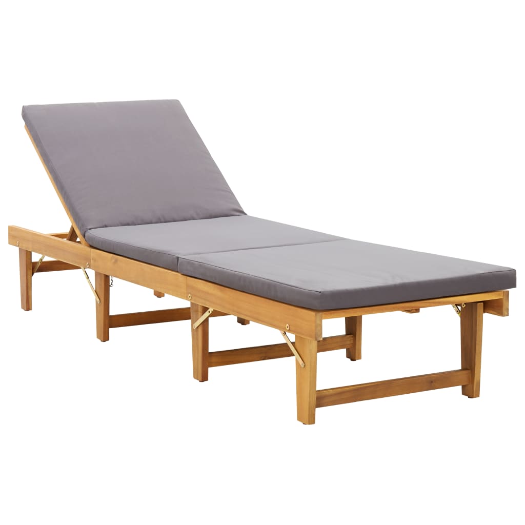 vidaXL Patio Lounge Chair with Cushion Outdoor Sunlounger Solid Acacia Wood-0