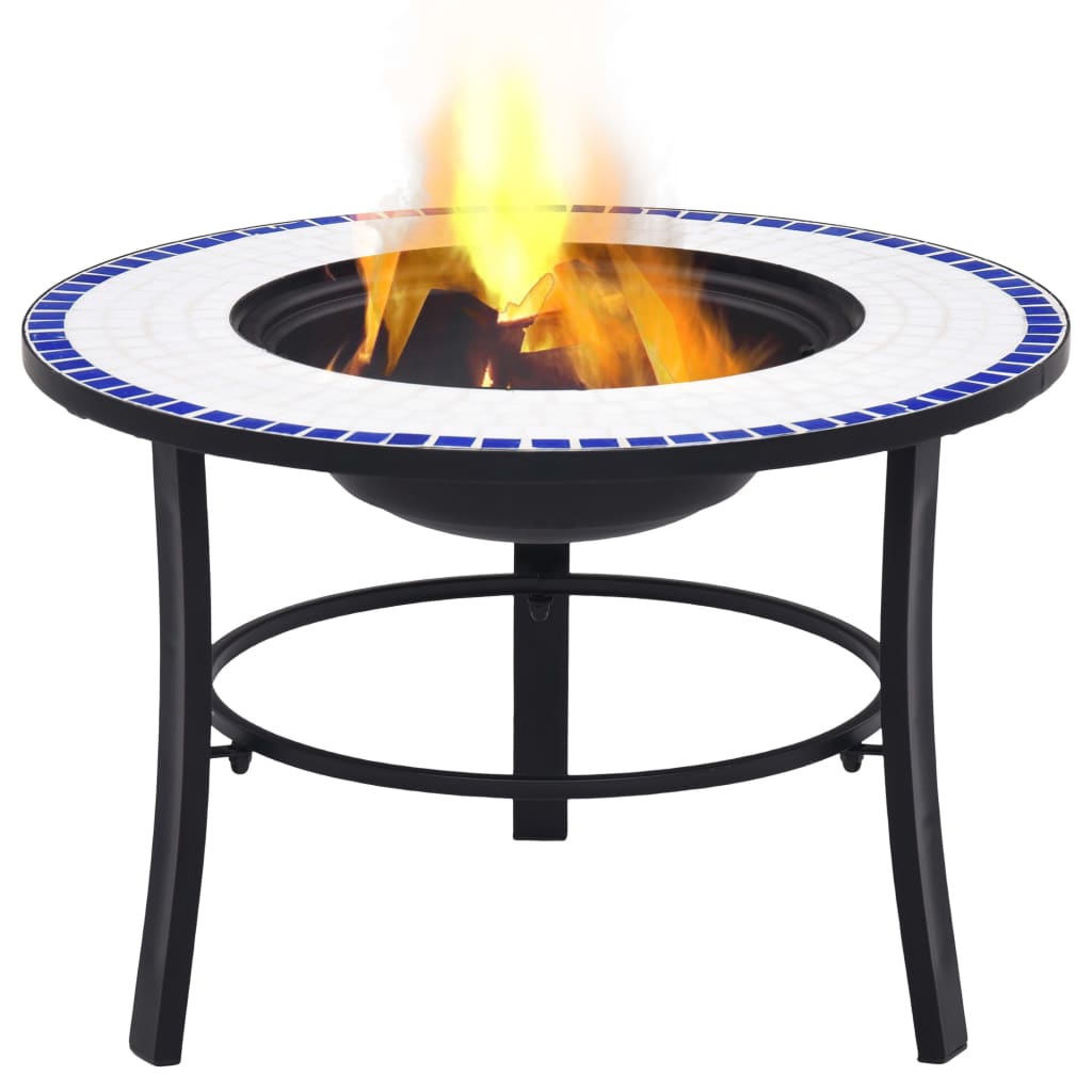 vidaXL Fire Pit Fireplace Firebowl for Camping Picnic BBQ Outdoor Ceramic-10