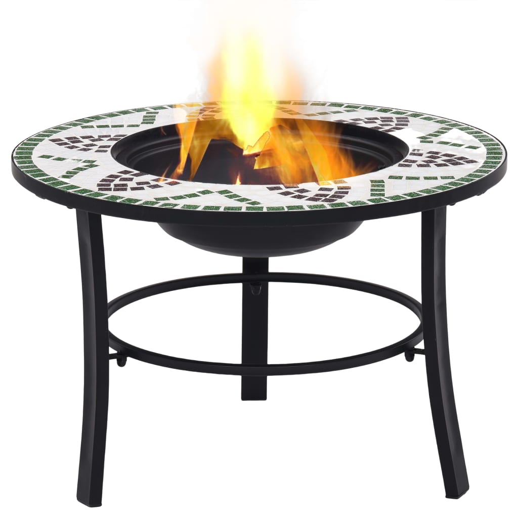 vidaXL Fire Pit Fireplace Firebowl for Camping Picnic BBQ Outdoor Ceramic-2