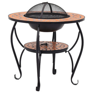 vidaXL Fire Pit Table Fireplace for Camping Picnic Outdoor Firebowl Ceramic-0