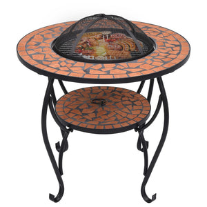 vidaXL Fire Pit Table Fireplace for Camping Picnic Outdoor Firebowl Ceramic-12