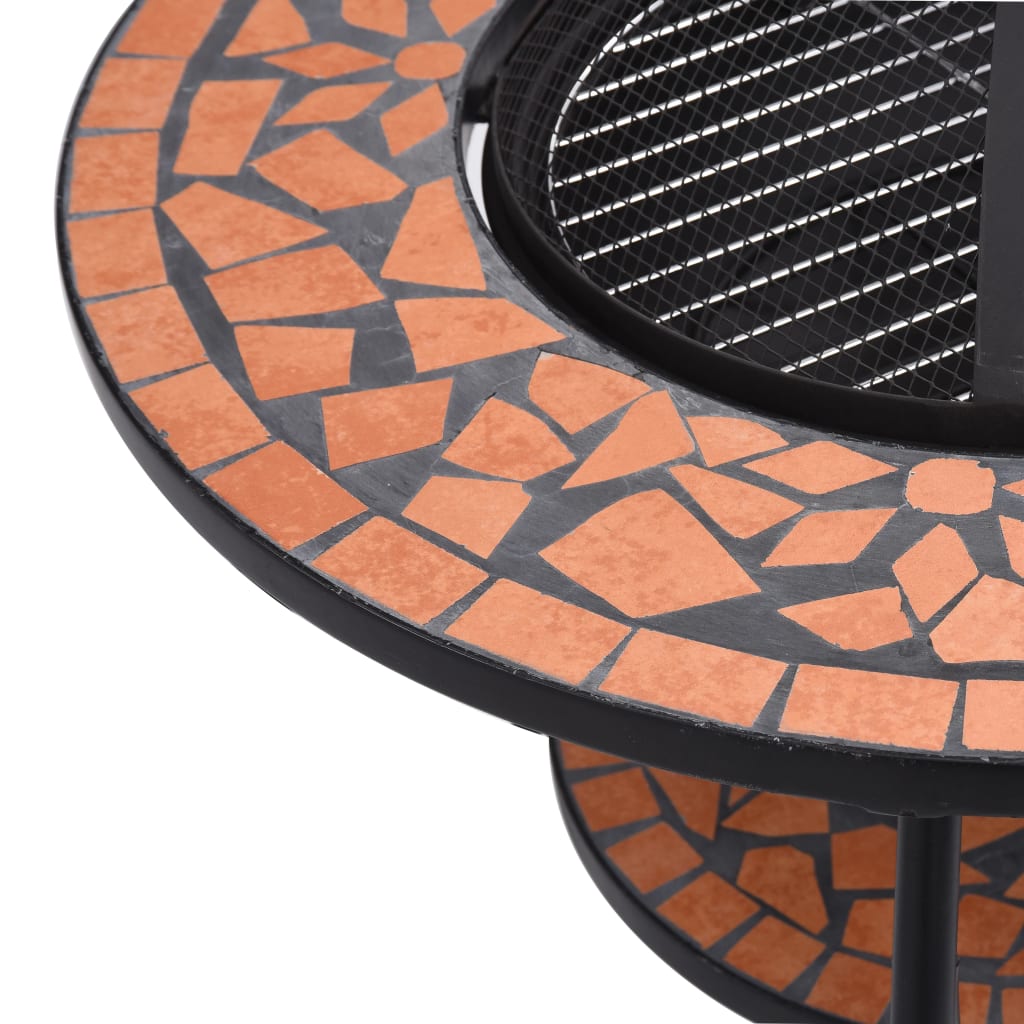 vidaXL Fire Pit Table Fireplace for Camping Picnic Outdoor Firebowl Ceramic-24