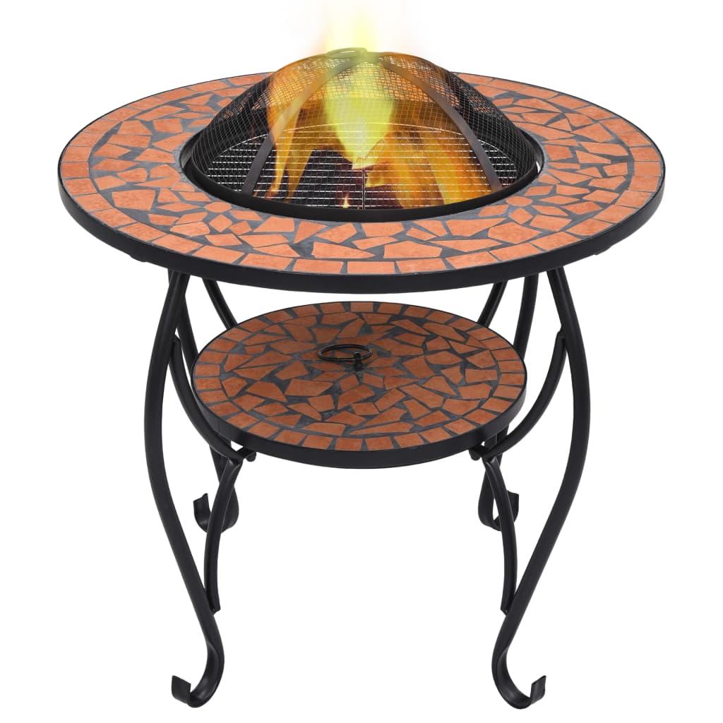 vidaXL Fire Pit Table Fireplace for Camping Picnic Outdoor Firebowl Ceramic-8