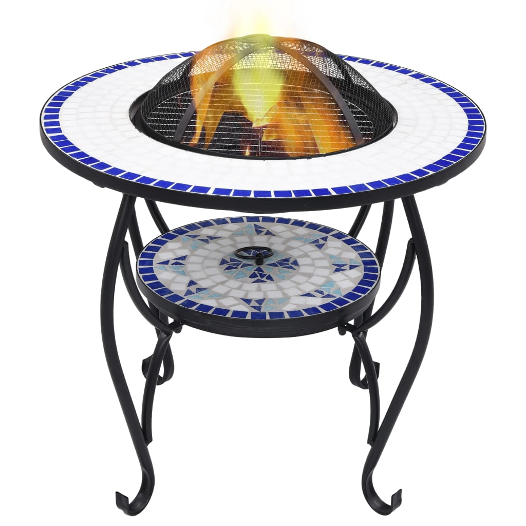 vidaXL Fire Pit Table Fireplace for Camping Picnic Outdoor Firebowl Ceramic-2
