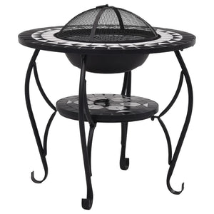 vidaXL Fire Pit Table Fireplace for Camping Picnic Outdoor Firebowl Ceramic-25