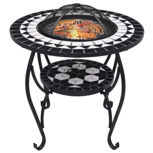 vidaXL Fire Pit Table Fireplace for Camping Picnic Outdoor Firebowl Ceramic-31