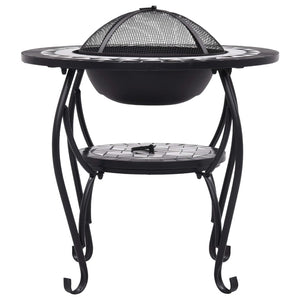 vidaXL Fire Pit Table Fireplace for Camping Picnic Outdoor Firebowl Ceramic-7