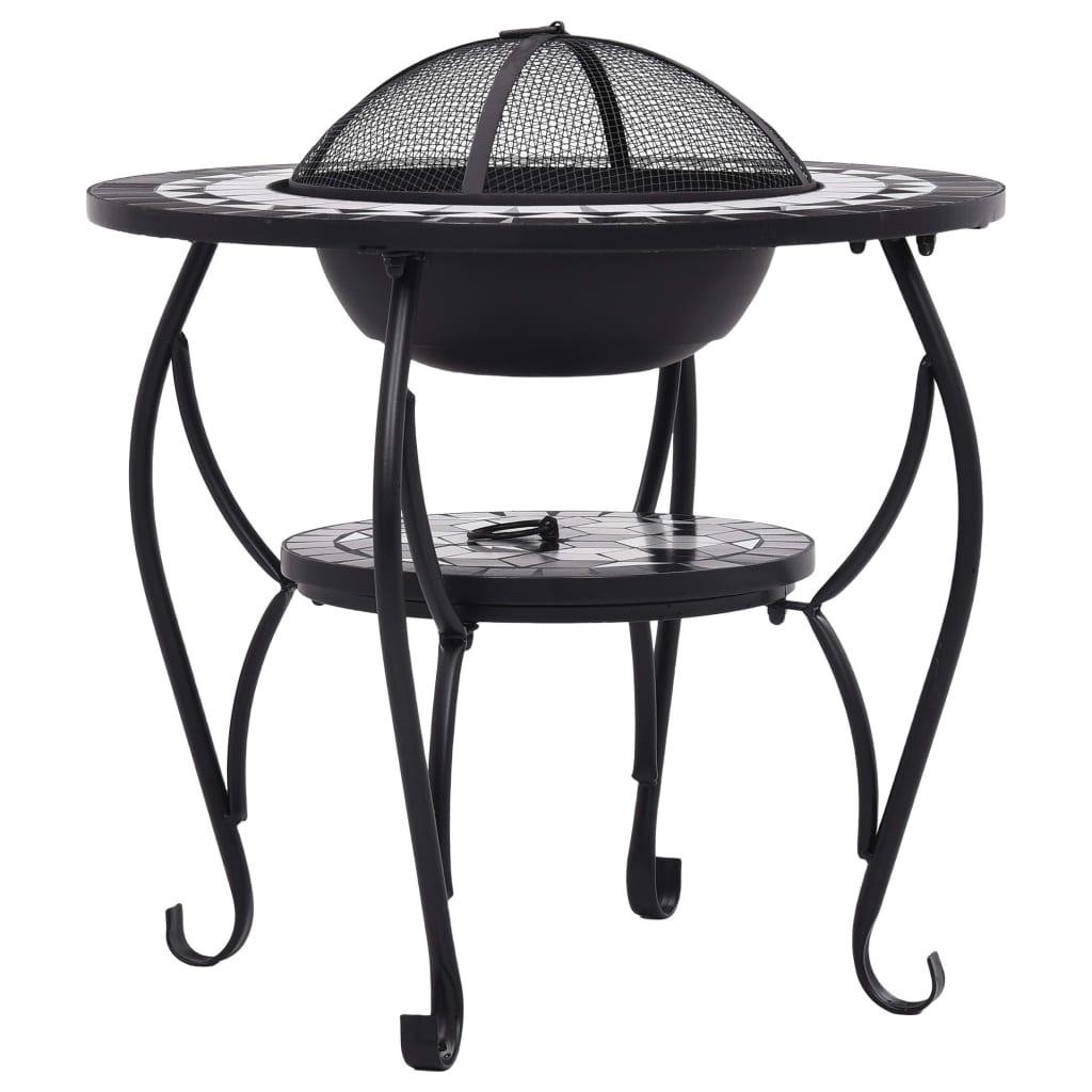 vidaXL Fire Pit Table Fireplace for Camping Picnic Outdoor Firebowl Ceramic-11