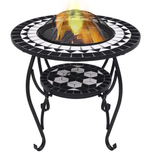 vidaXL Fire Pit Table Fireplace for Camping Picnic Outdoor Firebowl Ceramic-28