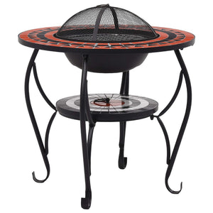 vidaXL Fire Pit Table Fireplace for Camping Picnic Outdoor Firebowl Ceramic-20