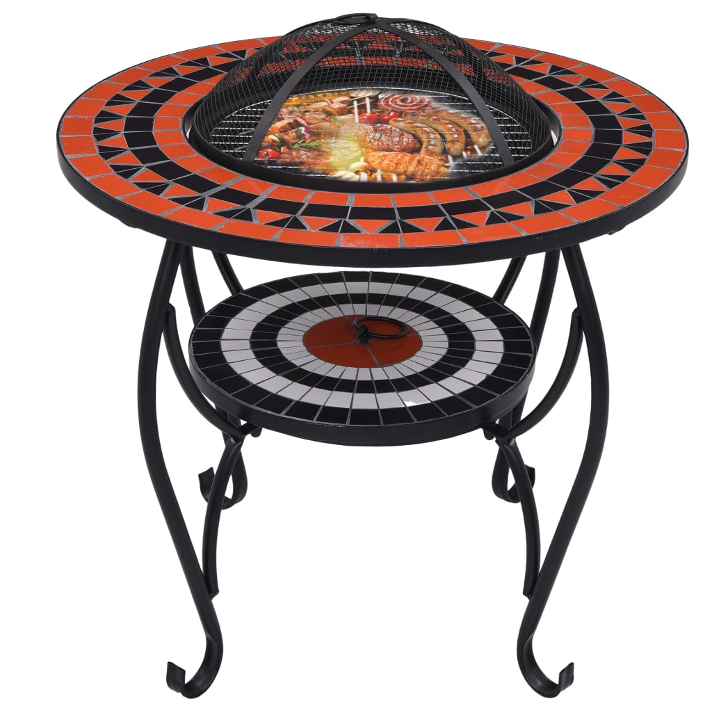 vidaXL Fire Pit Table Fireplace for Camping Picnic Outdoor Firebowl Ceramic-26