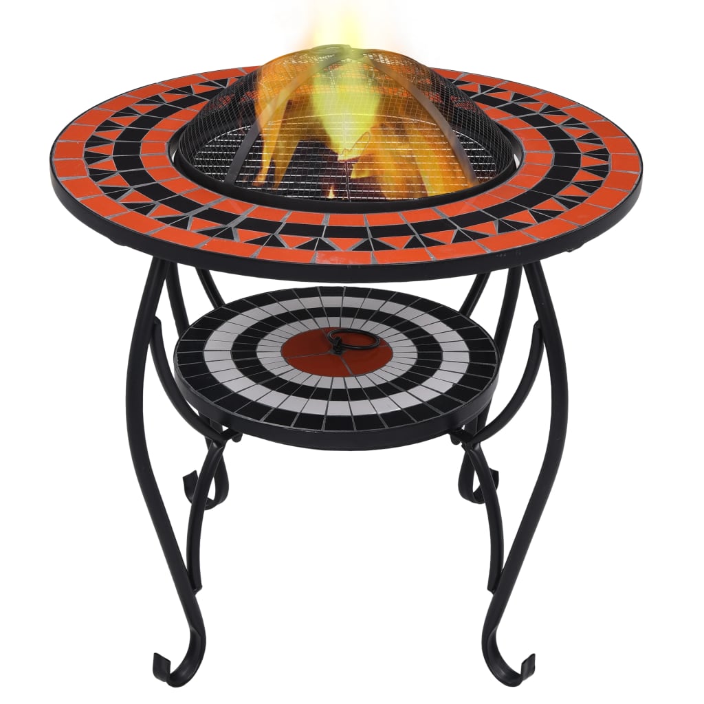 vidaXL Fire Pit Table Fireplace for Camping Picnic Outdoor Firebowl Ceramic-23