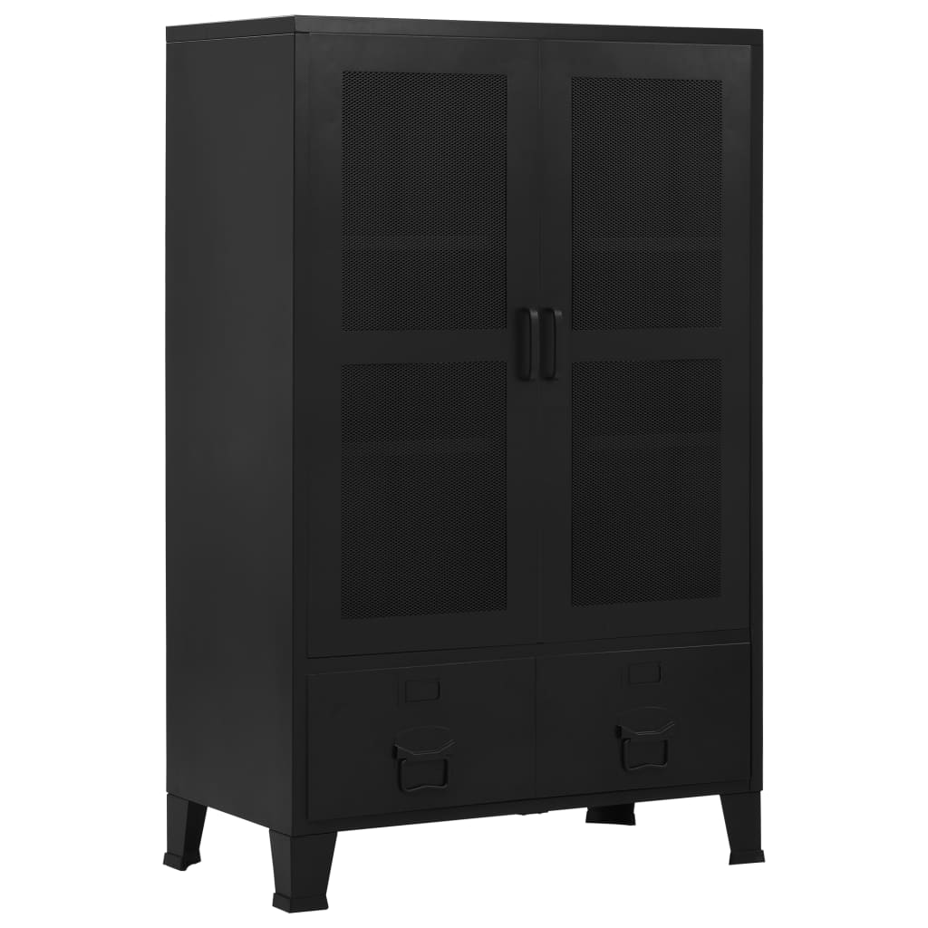 vidaXL Office Cabinet with Mesh Doors Industrial Black 29.5"x15.7"x47.2" Steel-0