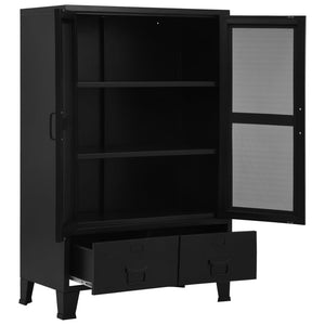 vidaXL Office Cabinet with Mesh Doors Industrial Black 29.5"x15.7"x47.2" Steel-2