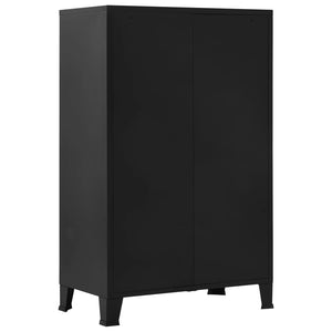 vidaXL Office Cabinet with Mesh Doors Industrial Black 29.5"x15.7"x47.2" Steel-3