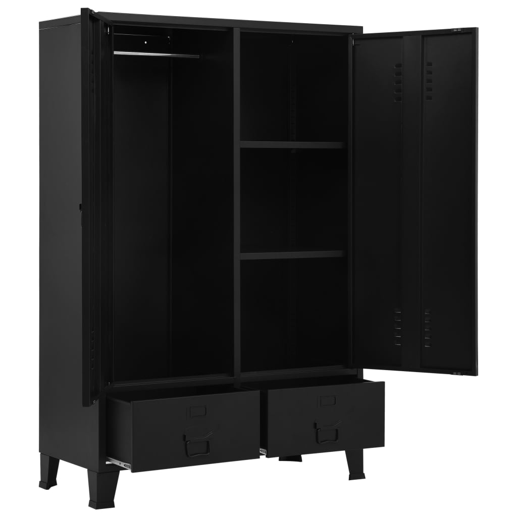 vidaXL Wardrobe Industrial Black 35.4"x15.7"x55.1" Steel-1