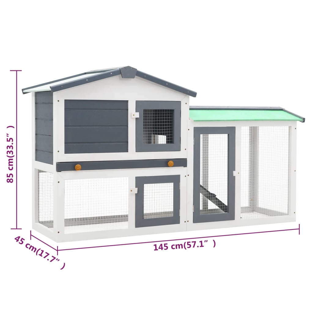 vidaXL Rabbit Hutch Bunny Cage with Pull Out Tray and Ramp Solid Pine Wood-13