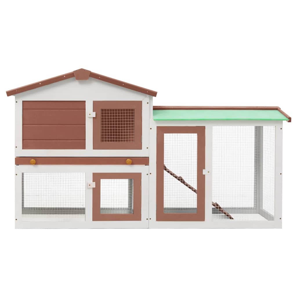 vidaXL Rabbit Hutch Bunny Cage with Pull Out Tray and Ramp Solid Pine Wood-3