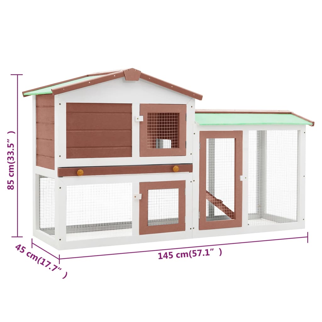 vidaXL Rabbit Hutch Bunny Cage with Pull Out Tray and Ramp Solid Pine Wood-12