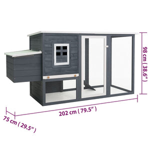 vidaXL Chicken Coop and Run Hen House with Nesting Box and Ramp Solid Wood-1