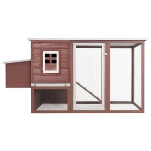 vidaXL Chicken Coop and Run Hen House with Nesting Box and Ramp Solid Wood-25