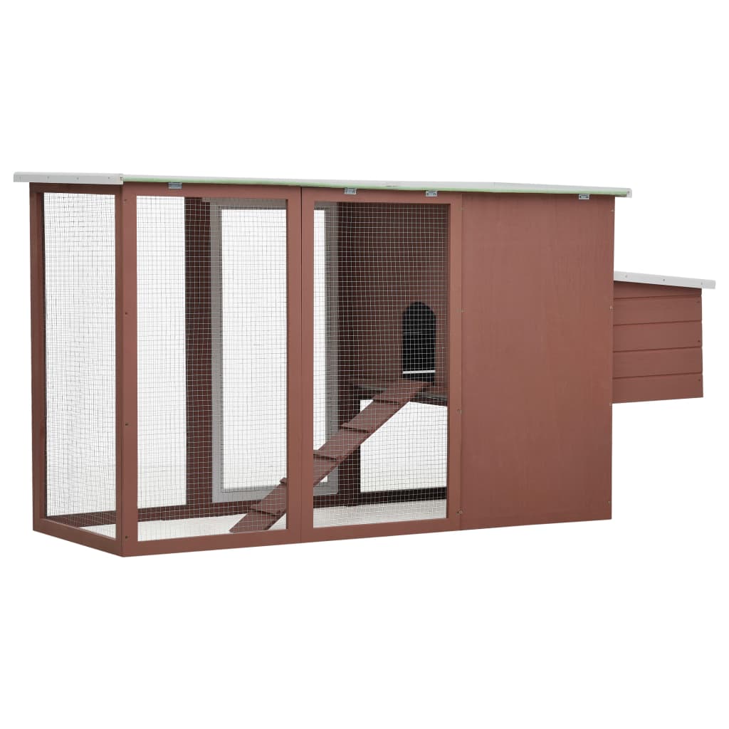 vidaXL Chicken Coop and Run Hen House with Nesting Box and Ramp Solid Wood-0