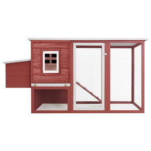 vidaXL Chicken Coop and Run Hen House with Nesting Box and Ramp Solid Wood-7