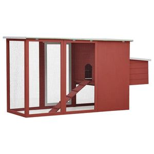 vidaXL Chicken Coop and Run Hen House with Nesting Box and Ramp Solid Wood-13