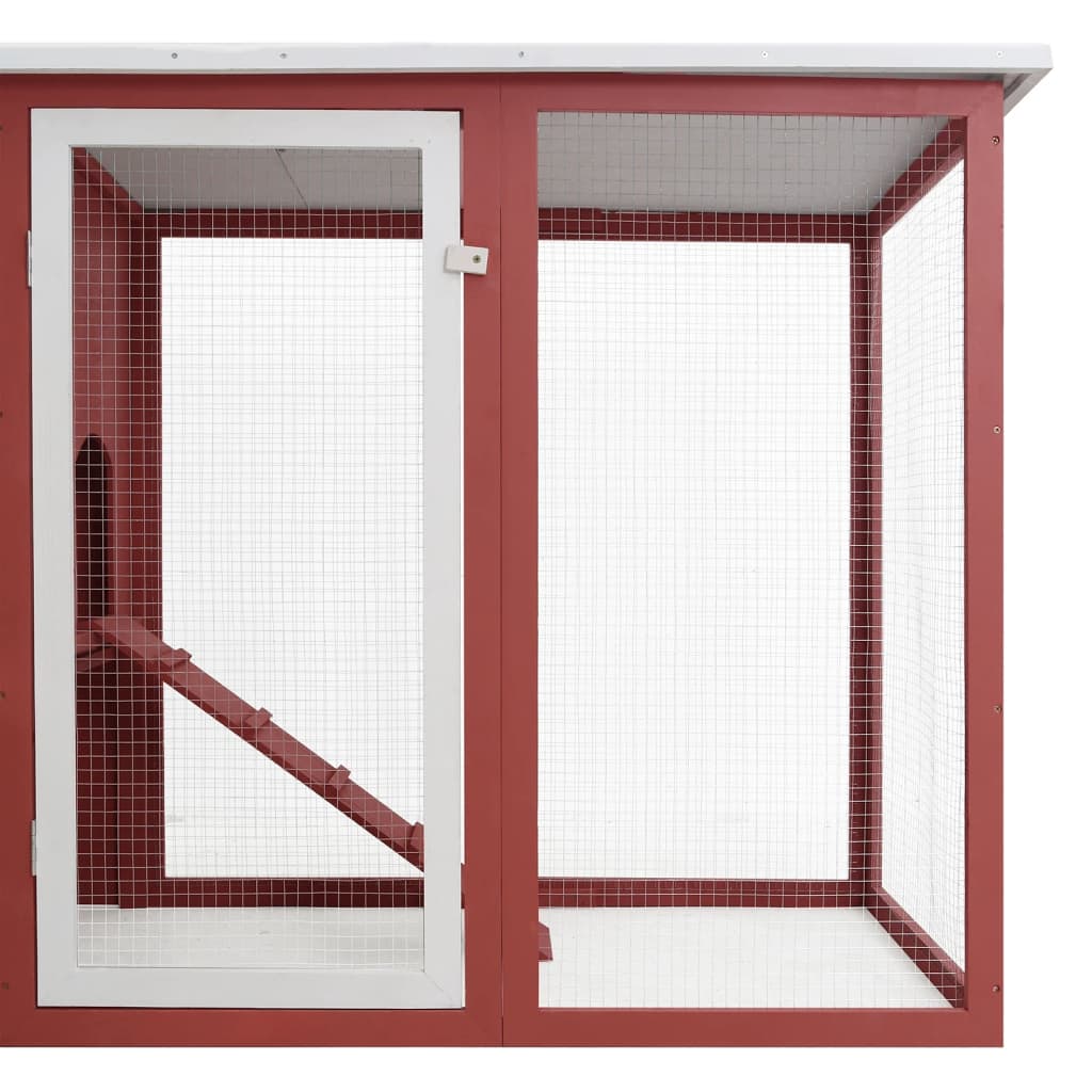 vidaXL Chicken Coop and Run Hen House with Nesting Box and Ramp Solid Wood-16