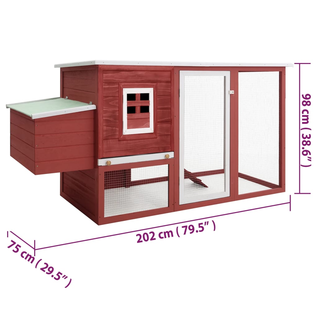 vidaXL Chicken Coop and Run Hen House with Nesting Box and Ramp Solid Wood-22