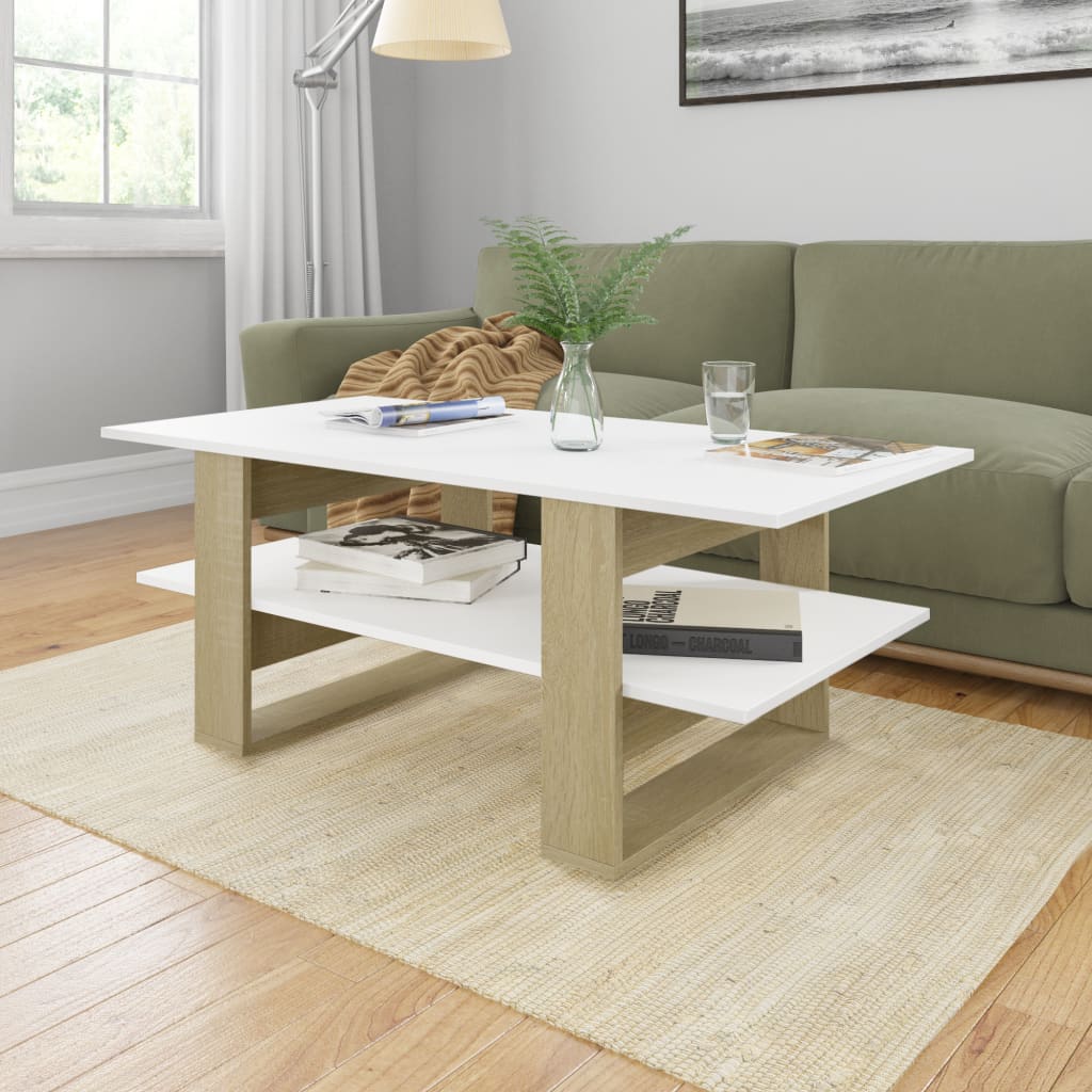 vidaXL Coffee Table End Table Side Sofa Table with Storage Engineered Wood-18