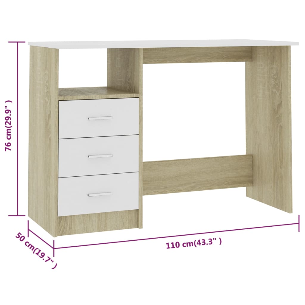 vidaXL Desk Computer Desk Workstation Table Workstation Table Engineered Wood-10