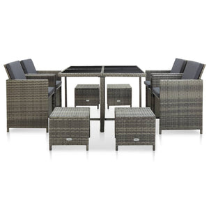 vidaXL 5 Piece Patio Dining Set with Cushions Poly Rattan Brown-18