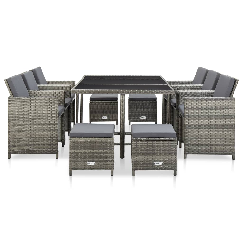 vidaXL 5 Piece Patio Dining Set with Cushions Poly Rattan Brown-25