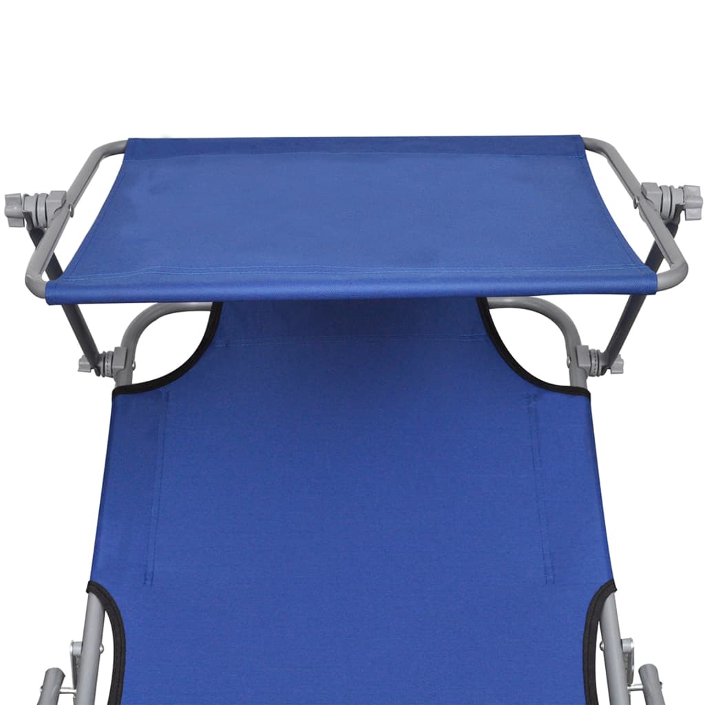 vidaXL Patio Lounge Chair Folding Sunlounger Porch Sunbed with Canopy Aluminum-31