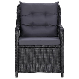 vidaXL Patio Chairs 2 pcs with Cushions Poly Rattan Black-2