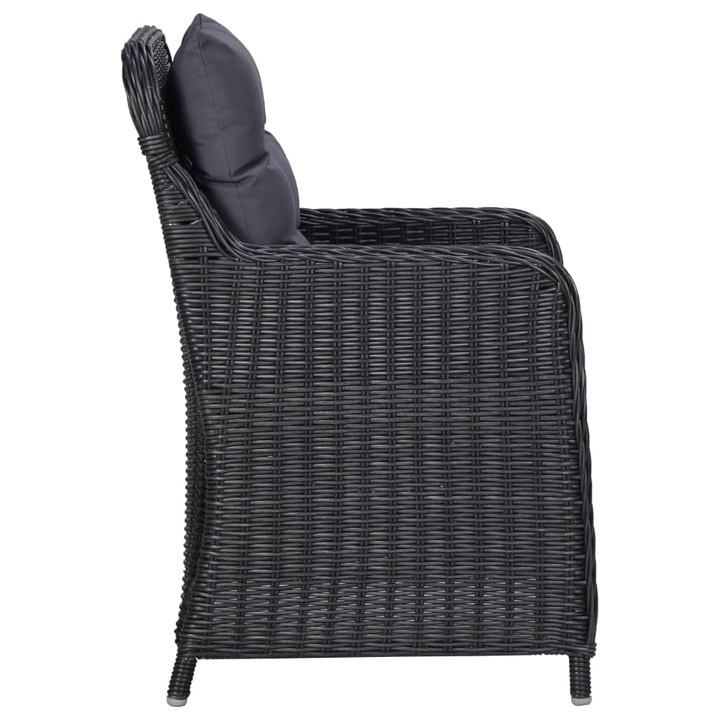 vidaXL Patio Chairs 2 pcs with Cushions Poly Rattan Black-3