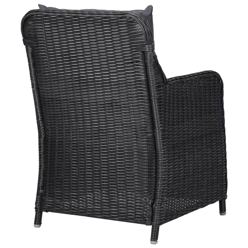 vidaXL Patio Chairs 2 pcs with Cushions Poly Rattan Black-4