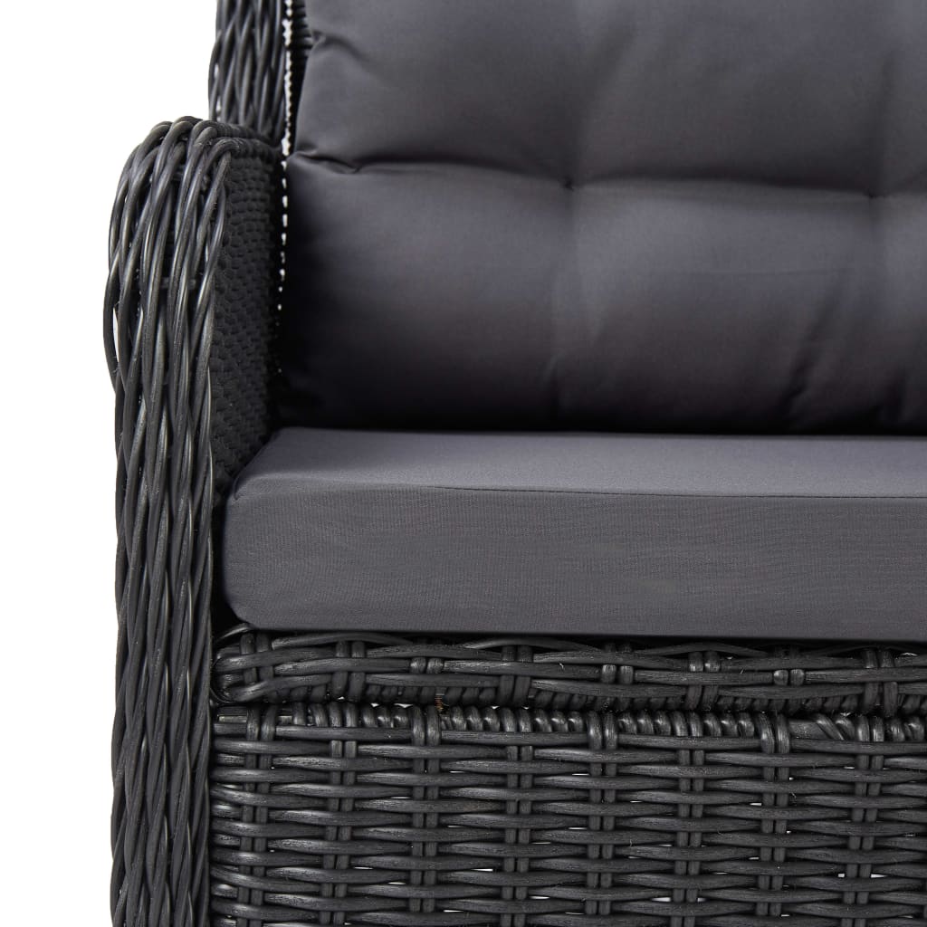 vidaXL Patio Chairs 2 pcs with Cushions Poly Rattan Black-6