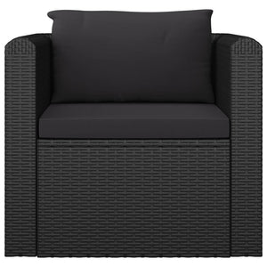 vidaXL Single Sofa with Cushions Poly Rattan Black-1